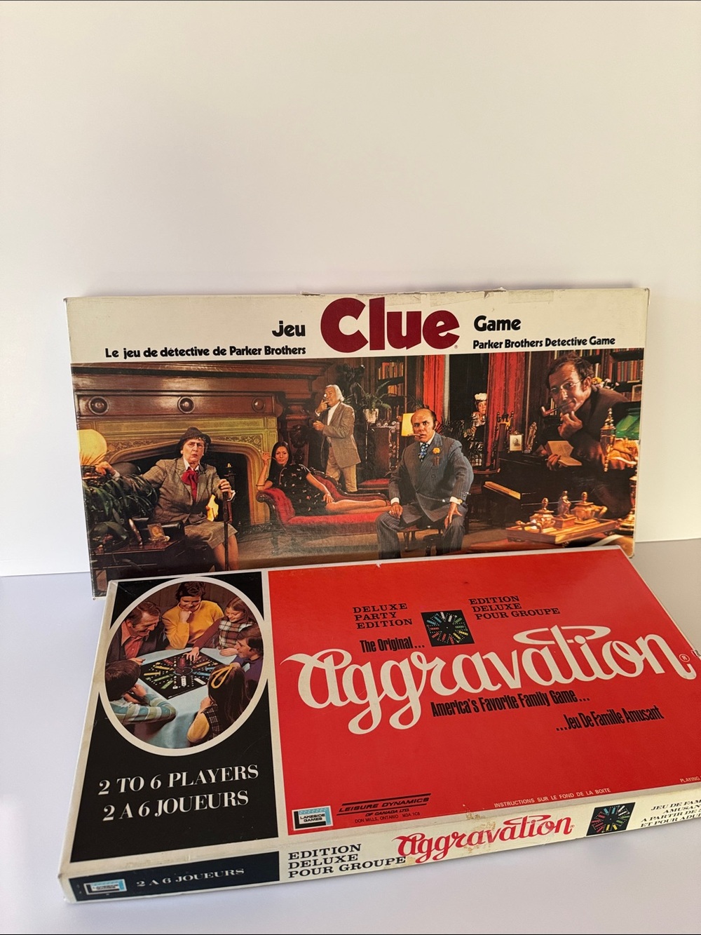 Vintage 1972 Board Game Bundle Clue & Aggravation Deluxe